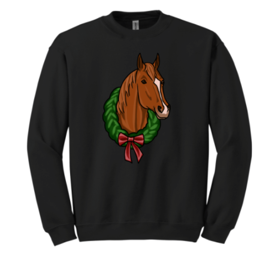 Holiday Horse Wreath Crewneck