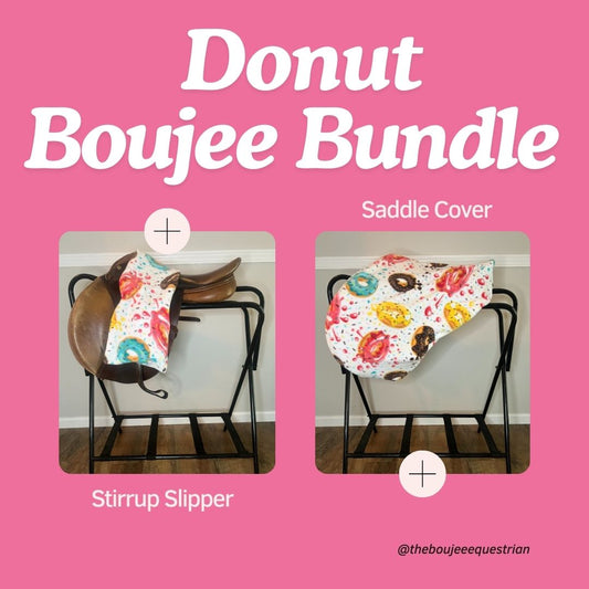 Donut Boujee Bundle: Saddle Cover & Stirrup Slipper in Donut Pattern