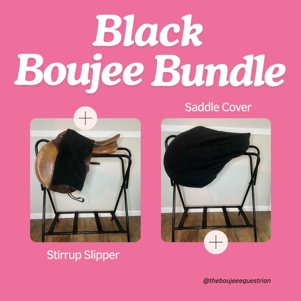 Black Boujee Bundle: Saddle Cover & Stirrup Slipper in Black Pattern