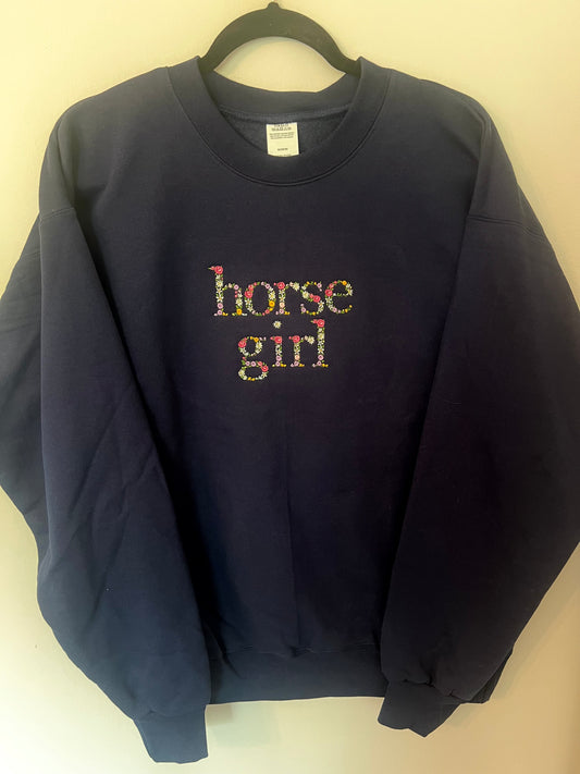 Embroidered Horse Girl Crewneck