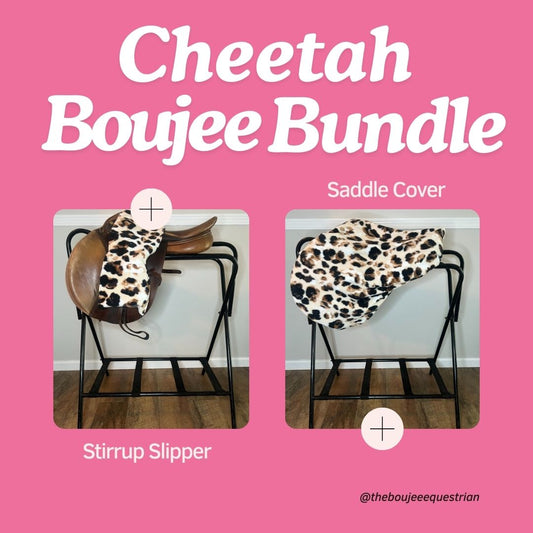 Cheetah Boujee Bundle: Saddle Cover & Stirrup Slipper in Cheetah Pattern