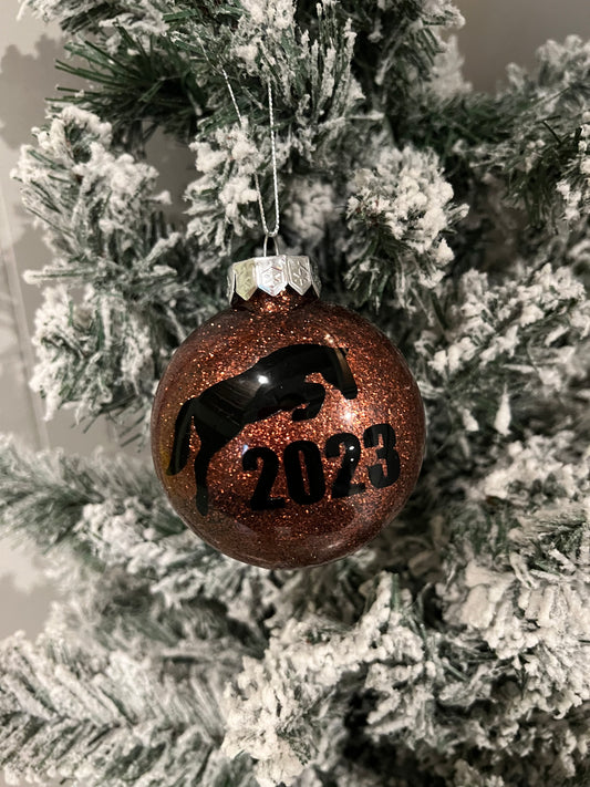 Horse Jumping 2023 Sparkly Ornament