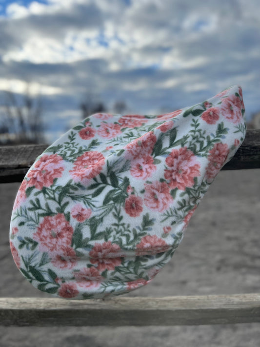 Coral Floral Saddle Cover