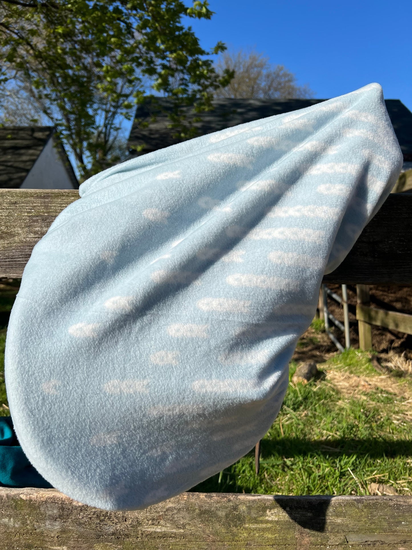 White and Blue Saddle Cover