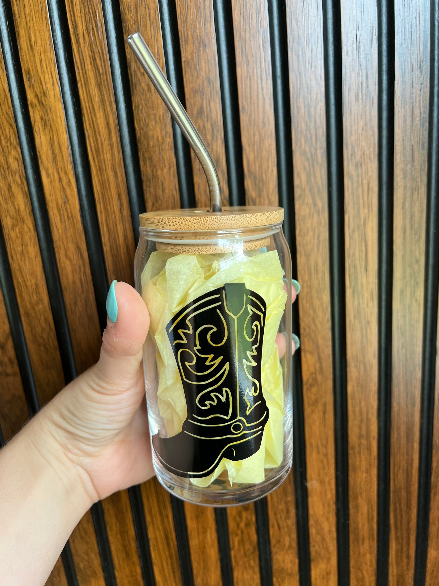 Cowgirl Boot Glass Cup