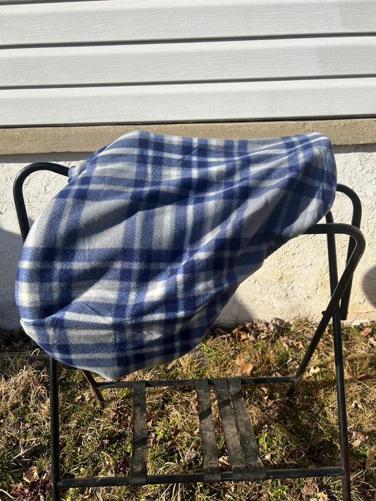 Blue, White and Gray Plaid Saddle Cover