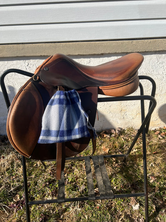 Blue, White and Gray Plaid Stirrup Covers